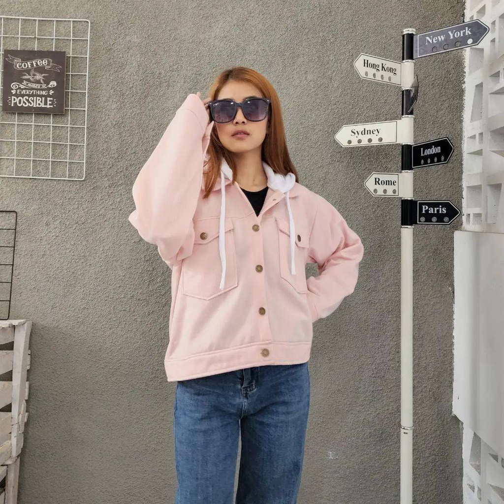 Sweater Outer LIVIE HOODIE JACKET Wanita Oversize Gaya Casual Model Simple Korean Style Jacket