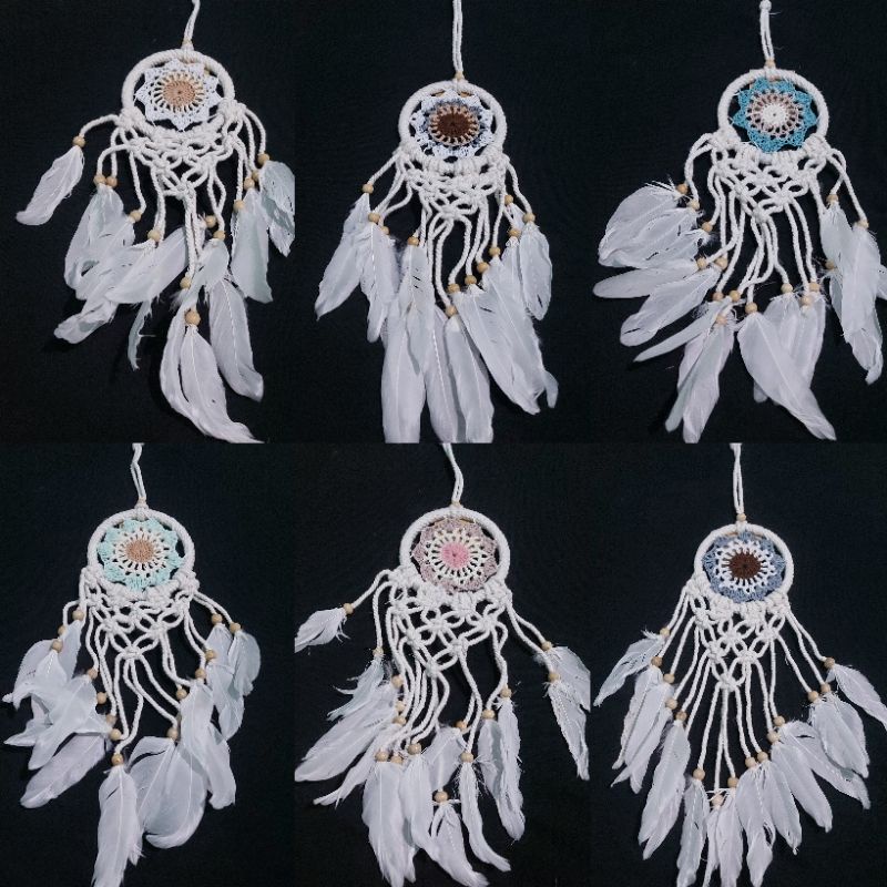 Dreamcatcher / rajut / macrame / 6cm&amp;12cm / hiasan dinding / Gantungan Mobil / Penangkap mobil / Bulu