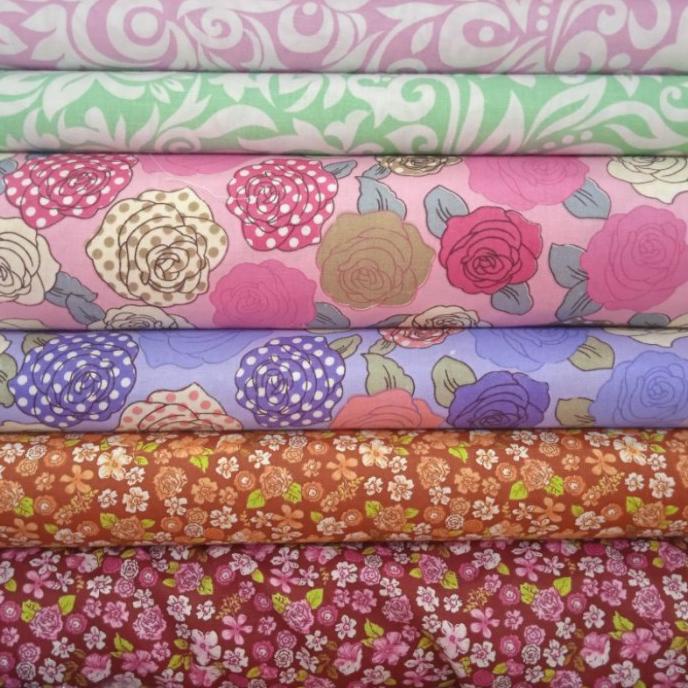 1 meter kain katun lokal motif bunga kain motif kembang meteran