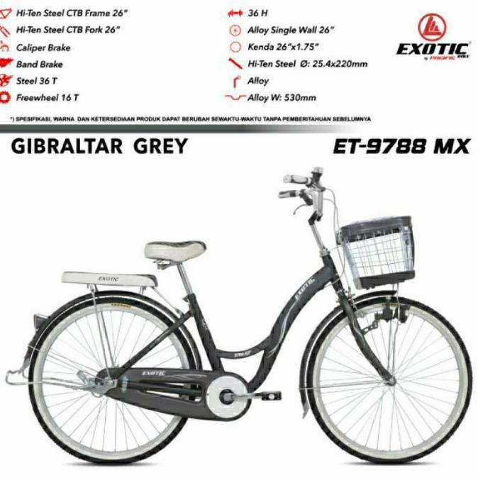 Sepeda Mini Keranjang Dewasa Perempuan 26Inch Exotic Et-9788 Mx