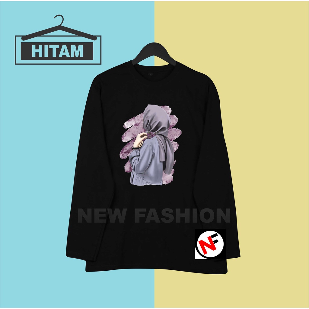 NEW KAOS ATASAN WANITA HIJAB LENGAN PANJANG KRUDUNG ABU ABU