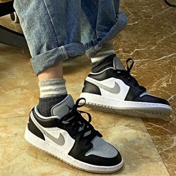 Sepatu Nike Air Jordan 1 Low Black White Grey Hitam Putih Premium