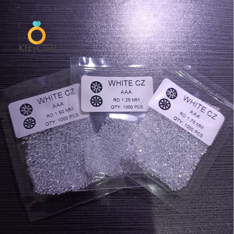Permata Sirkon Tabur Lokal Zircon kecil 0.8mm - 5mm Bulat Putih cubic zirconia Termurah