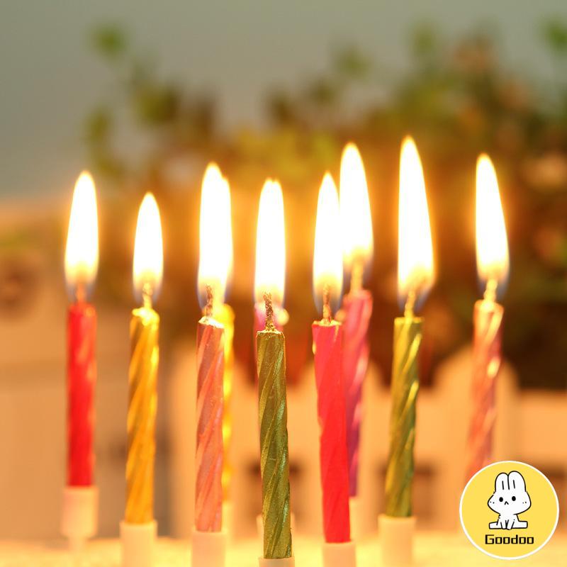 10pcs Lilin Kue Ulang Tahun Warna-Warni Tanpa Asap Untuk Dekorasi Anniversary -Doo