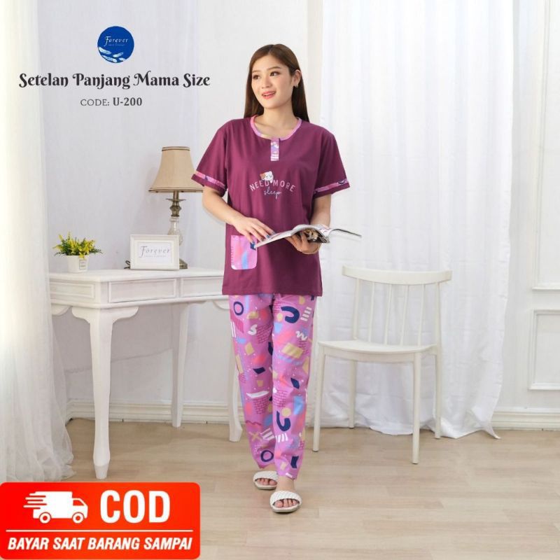 ONE SET SETELAN PAJAMAS HARIAN PENDEK PANJANG WANITA BAHAN KATUN ATASAN BUSUI FRIENDLY BAJU SANTAI D