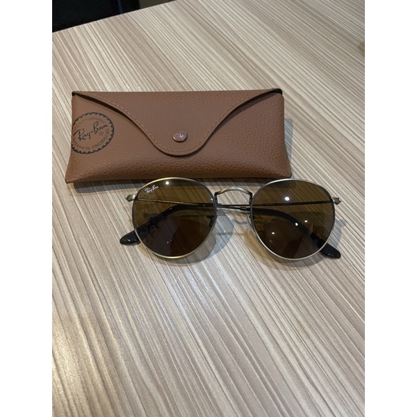Preloved RayBan Round metal sunglasses brown 3447