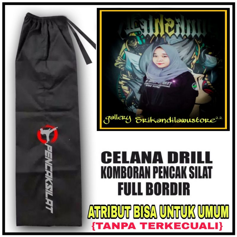 Celana Bordir Motif Pencaksilat - Celana Nagata drill Bordir - Gembyong Bordir - Celana Silat - Bawa