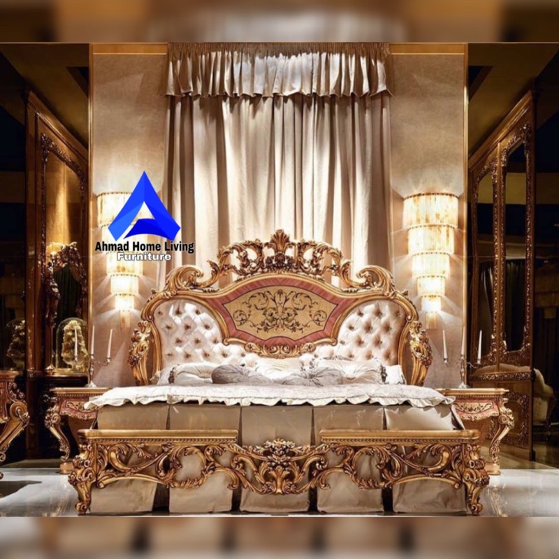 TEMPAT TIDUR UKIR RANJANG UKIR GOLD LUXURY RANJANG MEWAH SULTAN