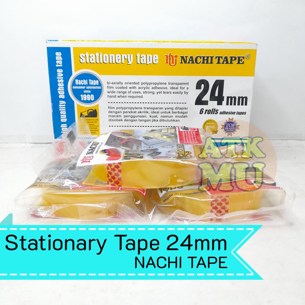 

Selotip Nachi Tape Stationary Tape Solasi Isolasi 24 mm x 72 yards Grosir
