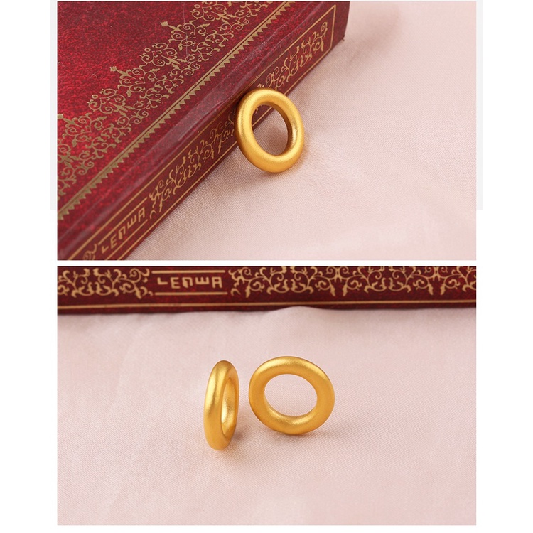 Manik-manik 3D Lapis Emas Emas Asli Kadar 375Bentuk Lingkaran Untuk Aksesoris Perhiasan Gelang Kalung