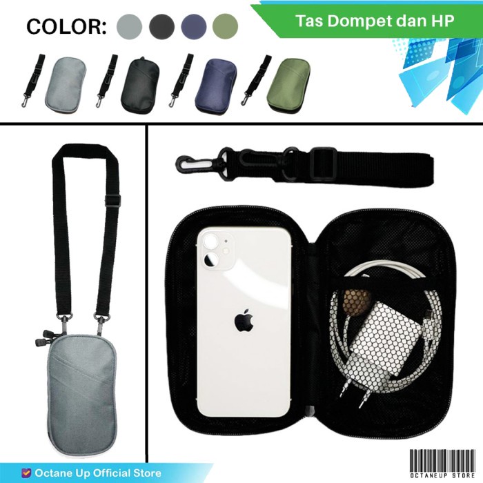 tas hp wanita tas selempang DOMPET SELEMPANG GANTUNG LEHER PRIA WANITA OCTANE UP - Hitam H9N1 BEST S