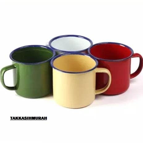 Gelas Cangkir Mug Enamel 1 Set 4 Pcs Calypso / Calypso Enamel Mug 220 ml / Mug kopi / Mug Teh
