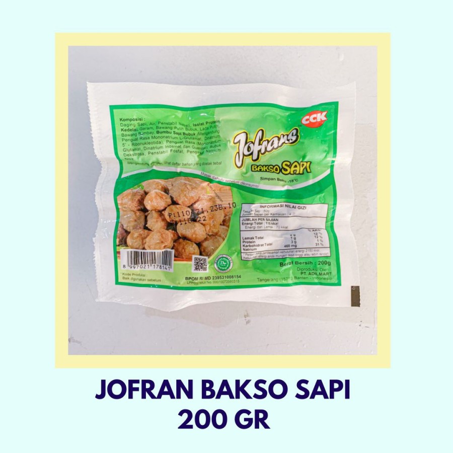 Baso Sapi 200 gr isi 20 pcs, produk Jofran