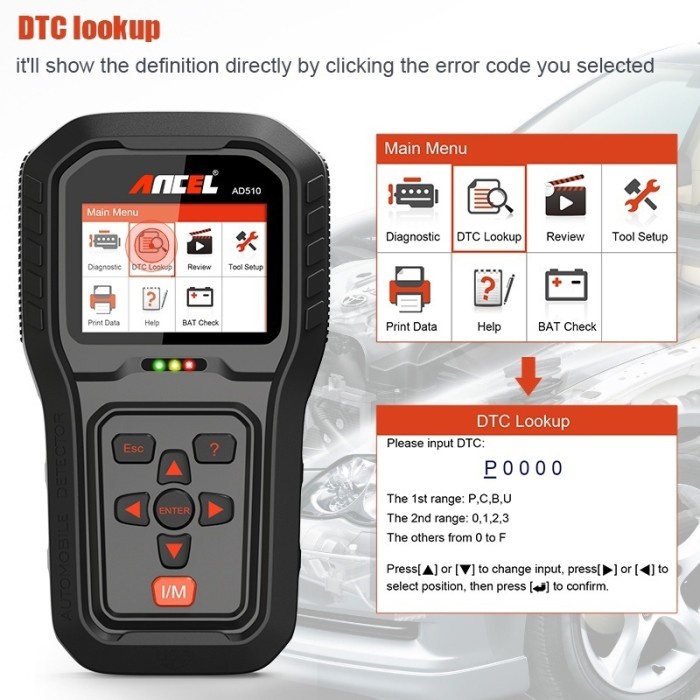 Ancel Ad510 Pro Alat Scanner Diagnostik Obd2 Obd 2 Mesin Untuk Mobil