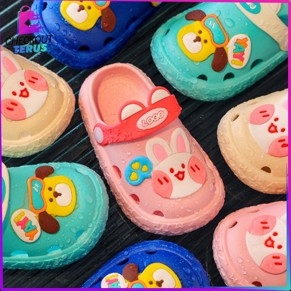 CT S42 Sepatu Sandal Anak Motif Kelinci Selop Karakter Lucu Anak Perempuan Laki Laki Slip On Slippers Kids Import