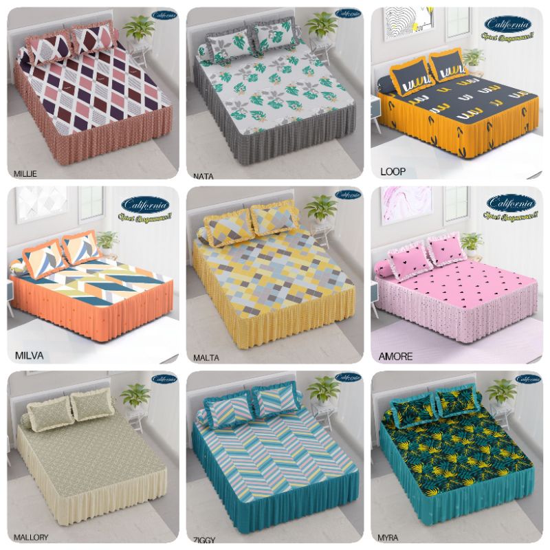 SPREI CALIFORNIA RUMBAI / RENDA UKURAN KING 180X200 AMORE,MILLIE,NATA,MALLORY