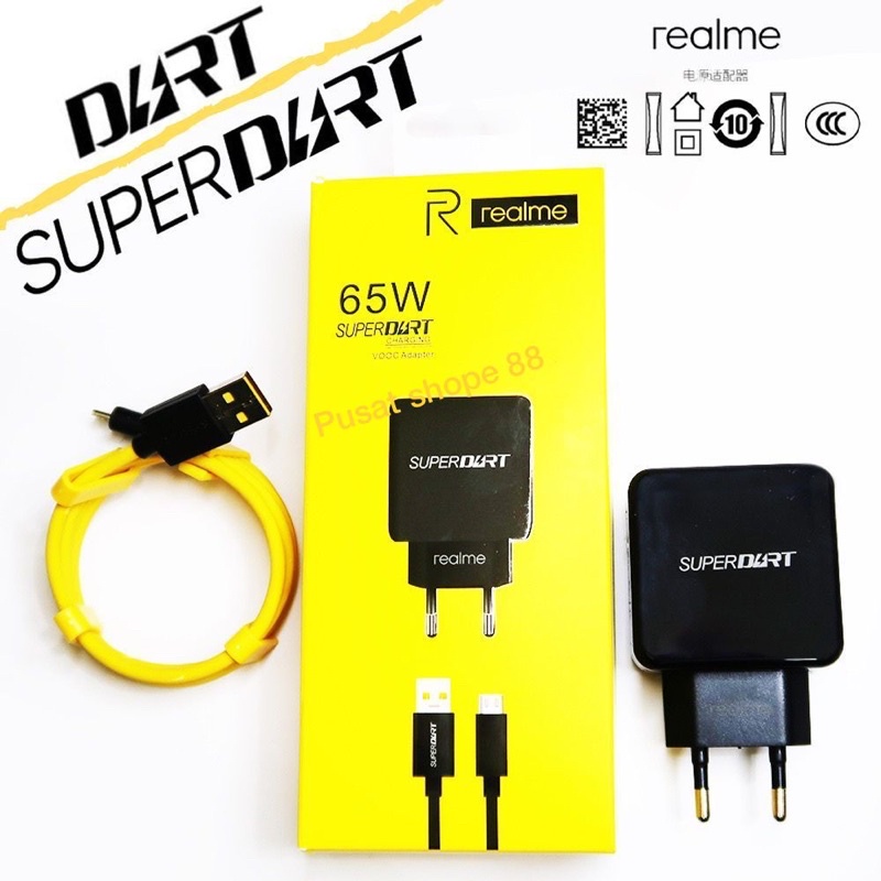 Charger Realme 65W Original 100% SUPER VOOC Micro USB Type C Fast Charging