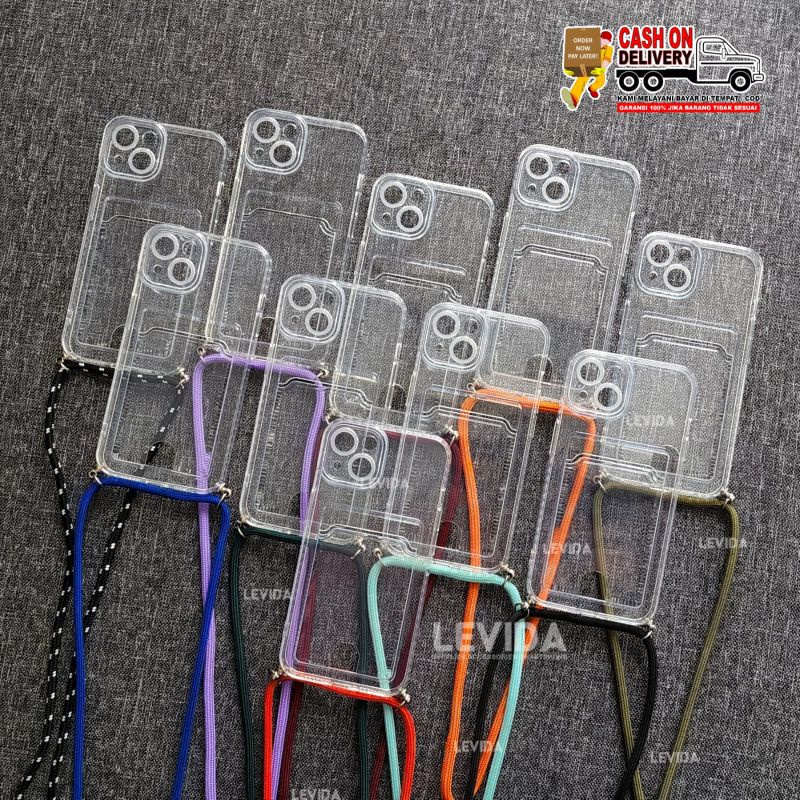 Card Case Bening Slot Kartu + Tali / Case Lanyard Oppo Reno 12F Oppo Reno 12 5G Oppo Reno 12 Pro 5G 