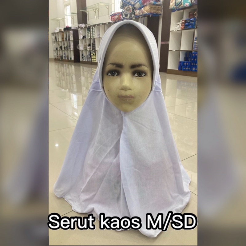 SKD JILBAB Jilbab Anak Sekolah/Pet Serut Kaos(M)