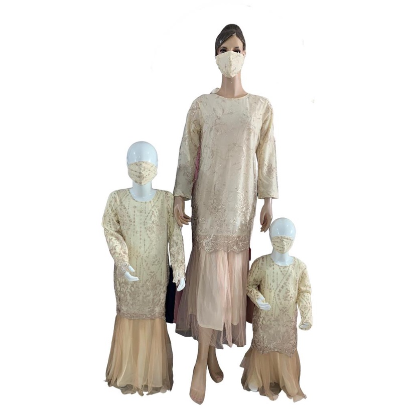 GAMIS TUTU COUPLE ANAK ANAK TILE MUTIARA /MAXI TILE MUTIARA / GAMIS TUTU TILE MUTIARA TUTU MODEL DUYUNG / GAMIS PESTA