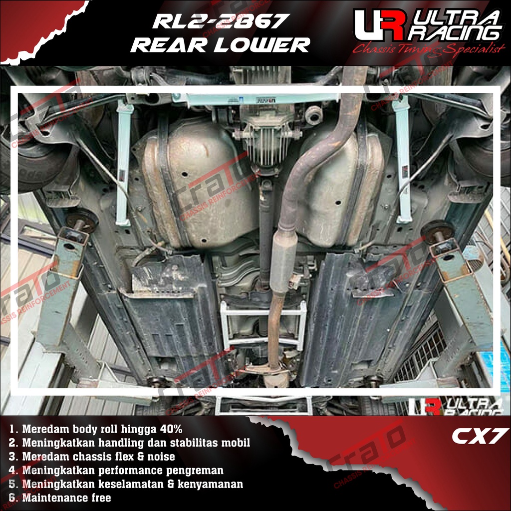 Aksesoris Stabiliser ULTRA RACING Safety Bar - Rear Lower Bar 2 Points - Mazda CX-7 CX7 CX 7 06+ - R