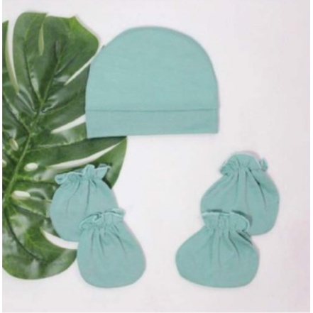 Topi Bayi Dan Sarung Tangan Kaki Set Warna Tua Polos Merk Vinata Lucu