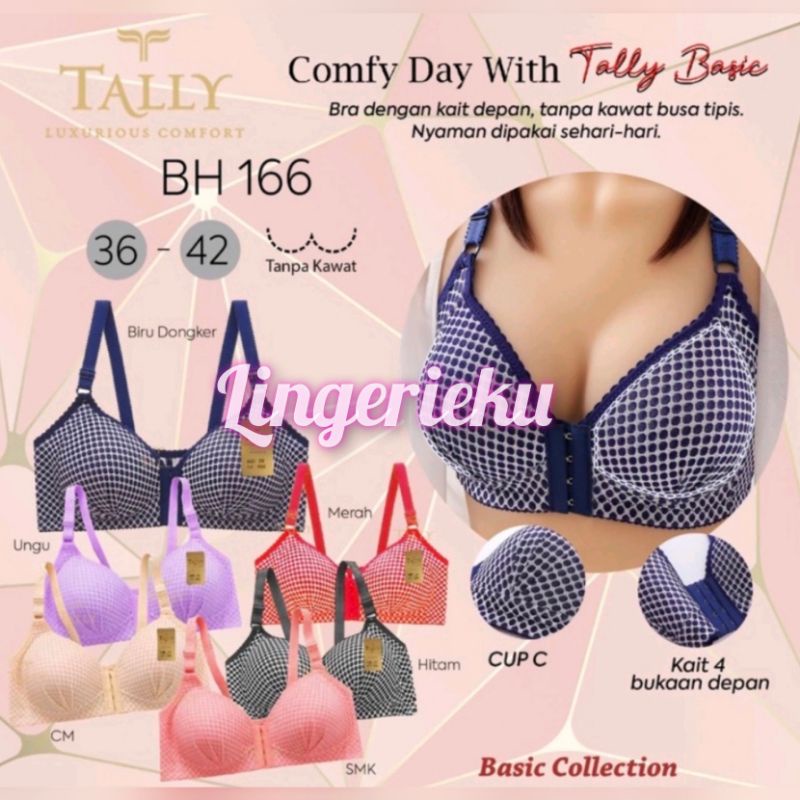 Tally 166 BH Bra Bukaan Depan Tanpa Kawat Busa Tipis Kait 4