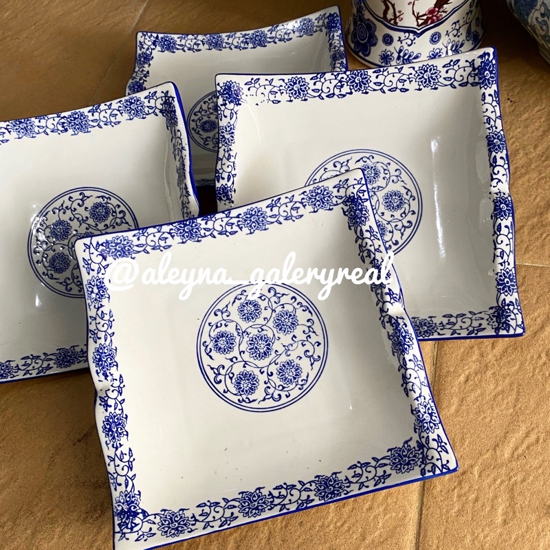 Dinner plate keramik || Piring keramik biru putih