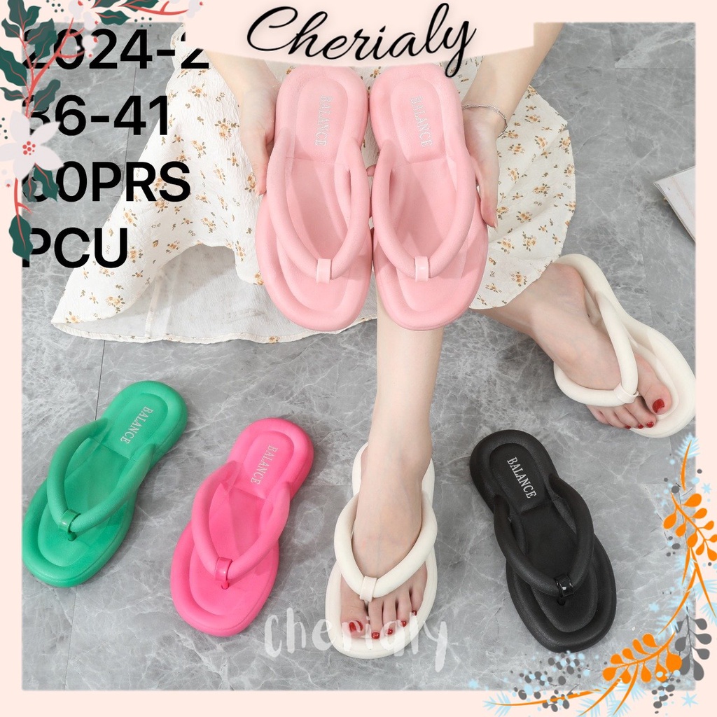 PVC Sandal Jepit Jelly Wanita Import Karet Bangkok Elastis Empuk Sendal Teplek Rubber Non-Slip BALANCE 2024-2