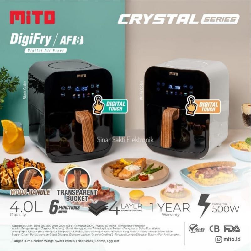 Air Fryer Mito Digital AF 8 AF8 Transparan Crystal Series