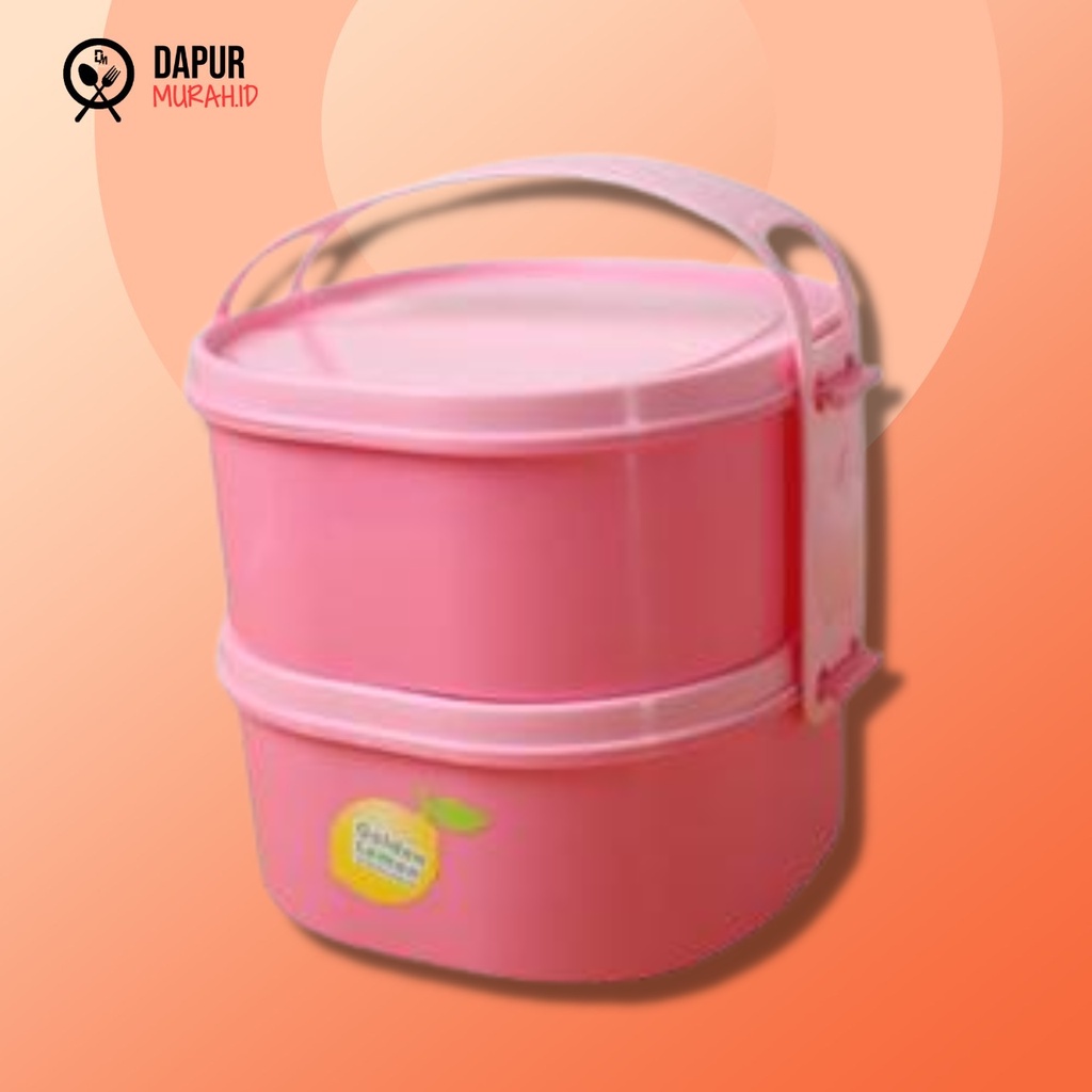 DM - Rantang Piknik Anak Susun 2 Plastik rp 123/2 pi - PINK