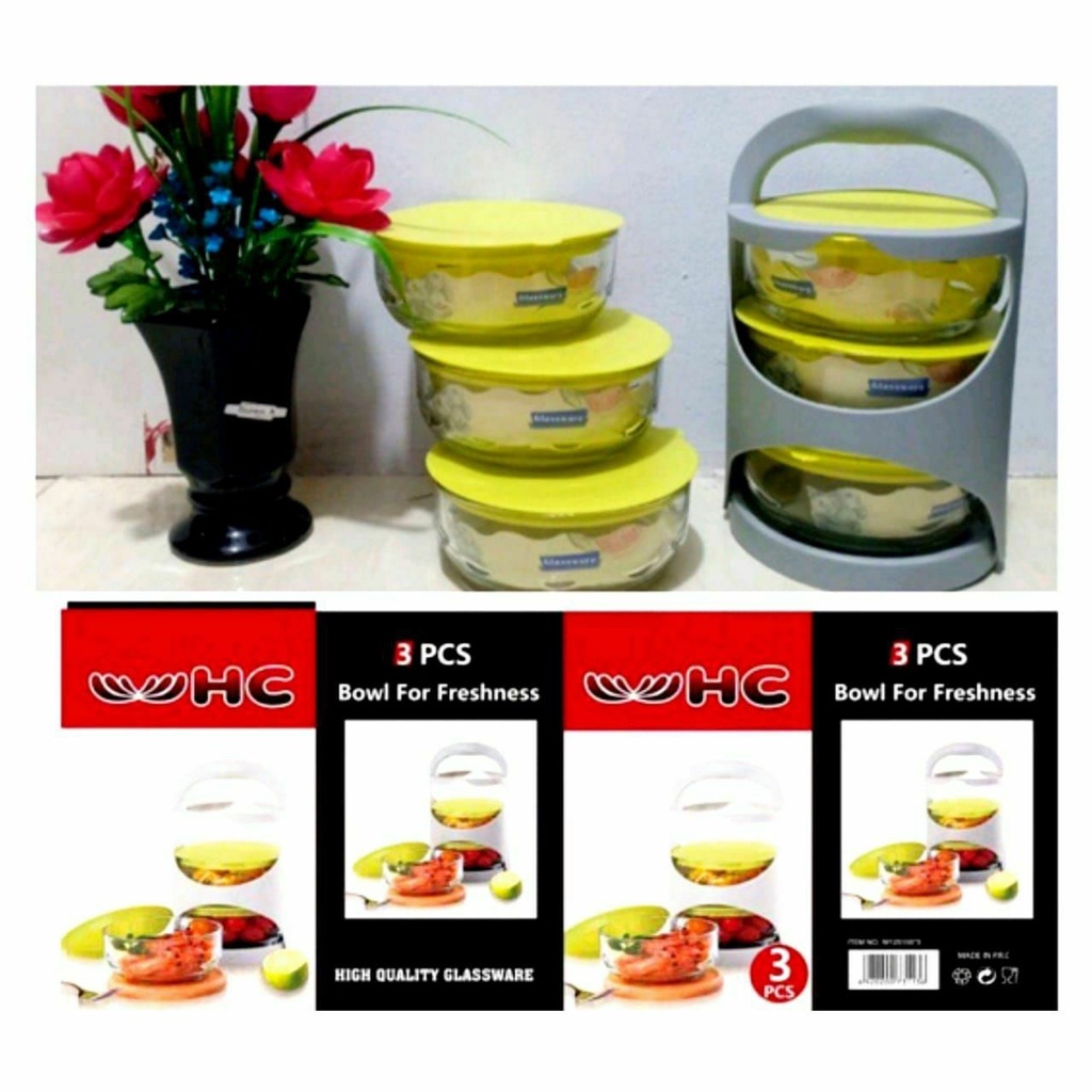 Rantang Kaca 3 Susun/Rantang Mangkok Kaca