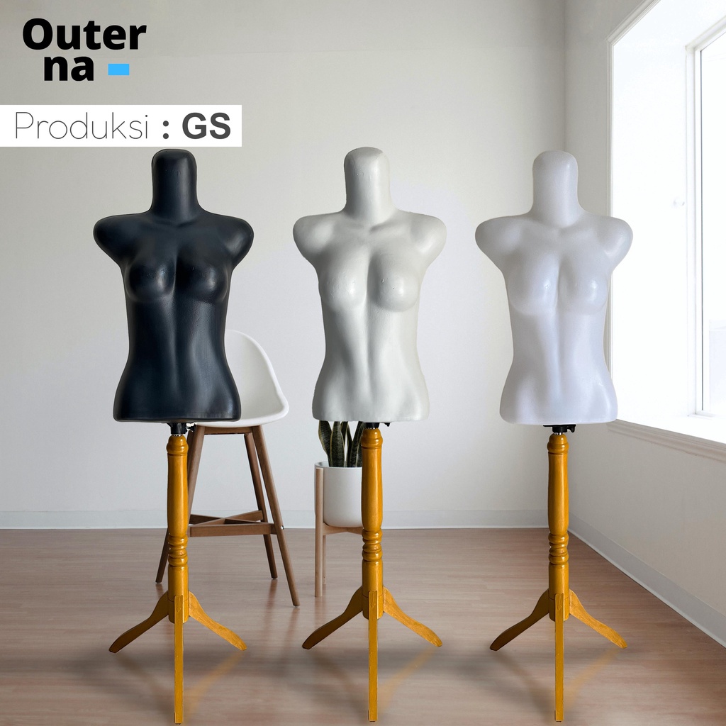 Jual Manekin Patung Baju Wanita Body Lurus hitam butek bening Set