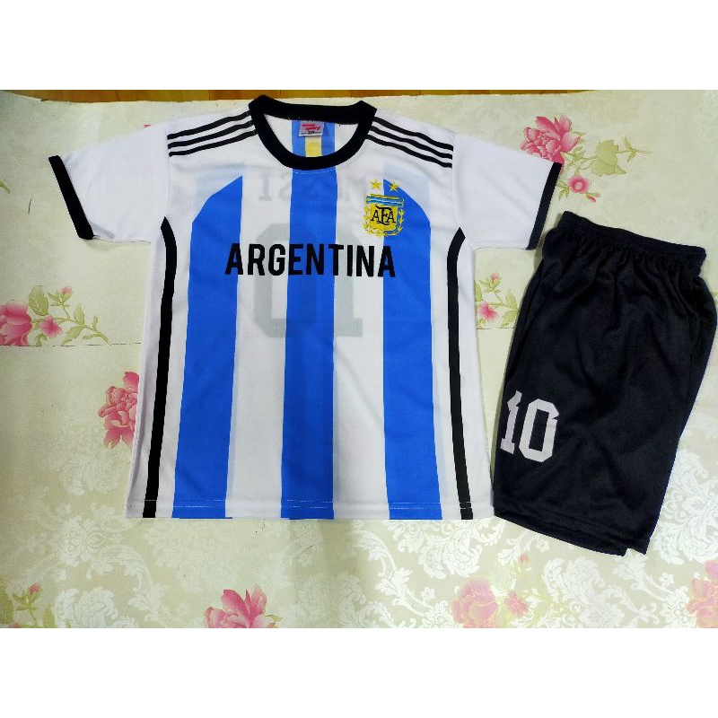 SETELAN BAJU BOLA ANAK NEGARA ARGENTINA PIALA DUNIA EDISI MESSI USIA 4-14THN