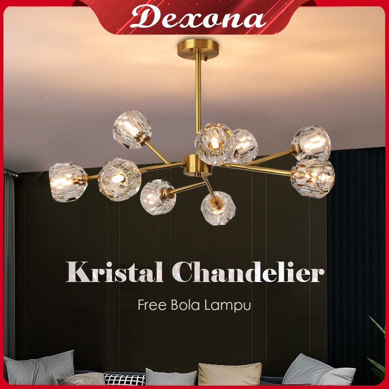 Lampu Gantung Modern Kristal Ruang Tamu Chandelier Mewah Kamar Tidur Ruang Tamu Nordik Ceiling Lampu ly Lampu Langit -langit