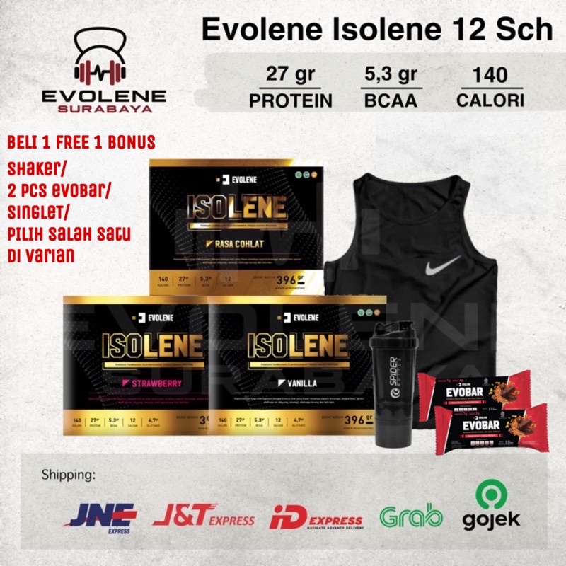 ORIGINAL ISOLENE 12 SACHET 396gr Whey Protein Isolate Evolene Official Isolen Isolin Evolen