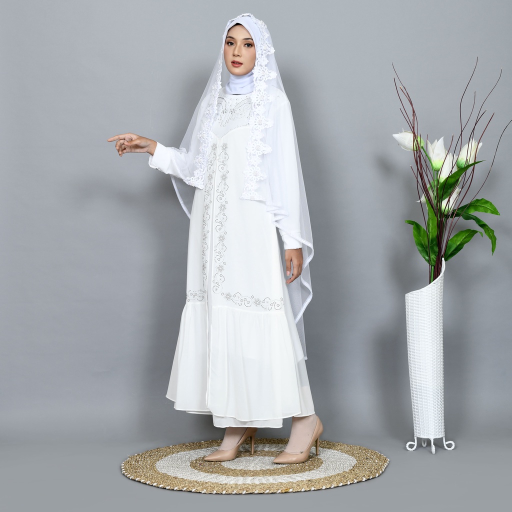 Slayer veil pengantin BORDIR/kerudung pengantin/hijab pengantin elegan/Veil pengantin/jilbab pengantin PUTIH