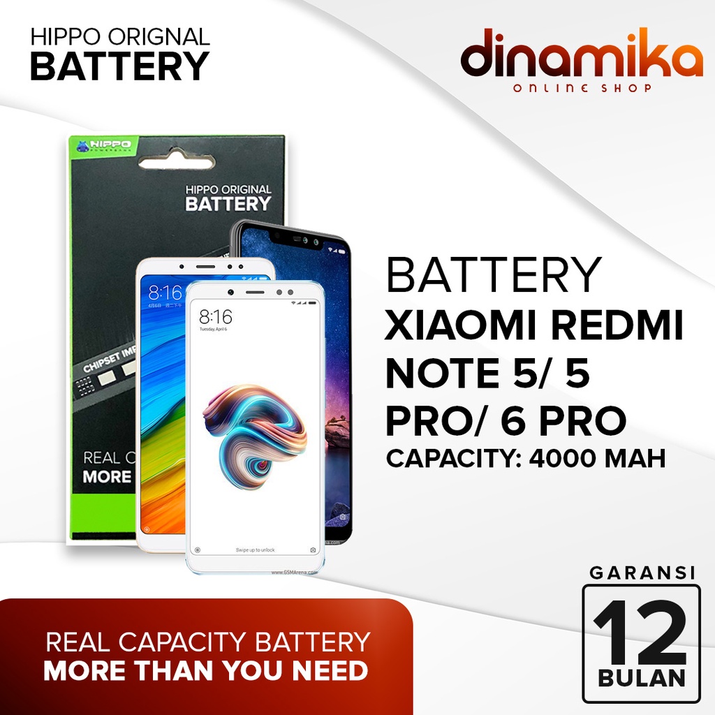 Hippo Baterai Battery 100% ORI Xiaomi Redmi Note 6 Pro BN48 / BN45 Original Batere Premium Batu Batre Batrai Handphone Garansi Resmi