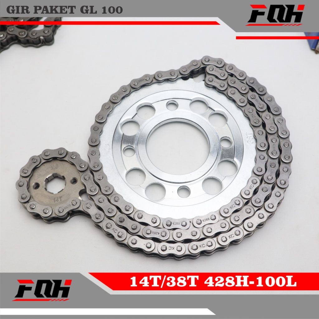 GIR SET GL 100 GEAR PAKET GL100 MODEL SSS 14T/38T 428H-100L