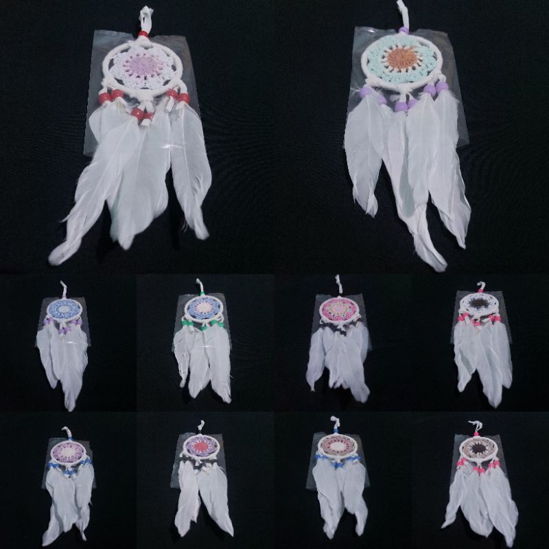 Dreamcatcher / rajut / macrame / 6cm&amp;12cm / hiasan dinding / Gantungan Mobil / Penangkap mobil / Bulu