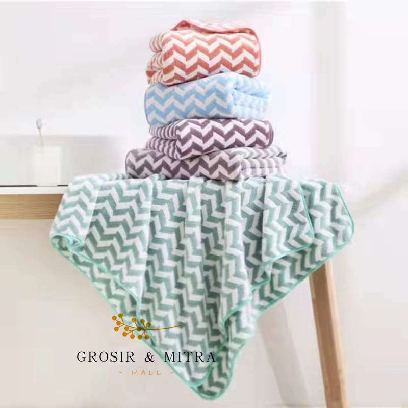 Handuk Mandi Handuk Dewasa Unisex Jumbo Besar 80X160CM dan 70X140cm Perlengkapan Kamar Mandi Berkualitas Handuk Microfiber Bulu Handuk Mandi Dewasa Daya Serap Tinggi dan Lembut BIG Zigzag