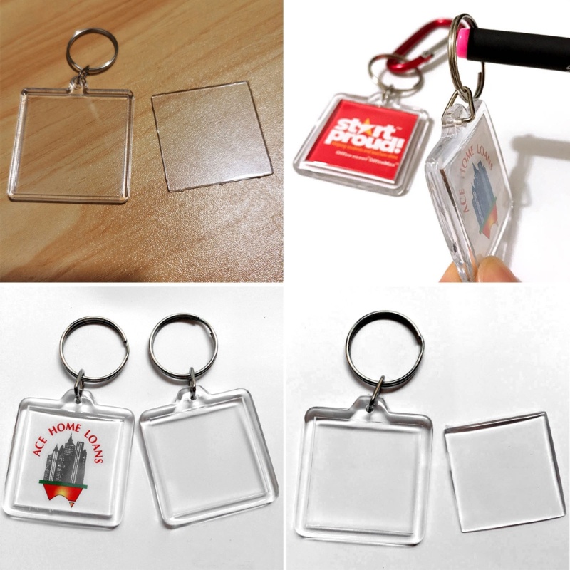 10pcs Gantungan Kunci Bingkai Foto Bahan Akrilik Bening