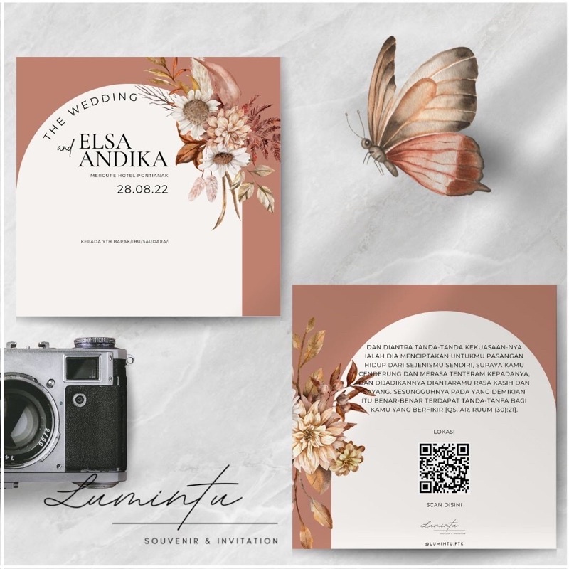 

Terracota vintage invitation / undangan pernikahan aesthetic / undangan modern / undangan vintage / undangan murah