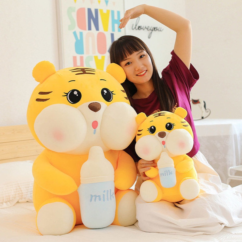 Boneka Kucing Harimau/Boneka Harimau/boneka Tiger pegang dot/lucu MURAH