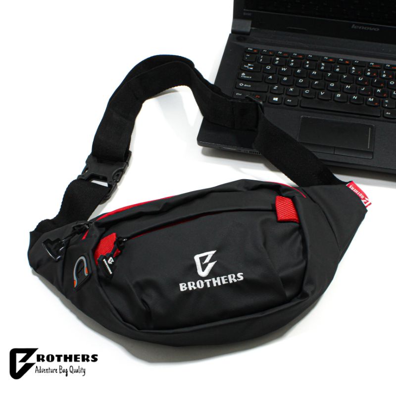 Tas Selempang Waistbag Pria Wanita BROTHERS Waterproof Anti Air Variasi Merah Original