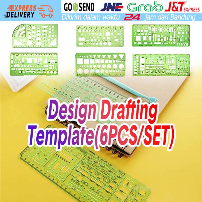 

6pcs penggaris template gambar pola utk mal furniture interior arsitek lalaindah456