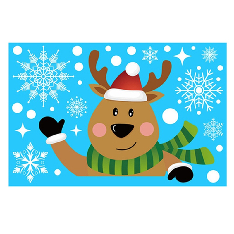 Stiker Dinding Jendela Desain Santa Claus Snowman Untuk Dekorasi Rumah