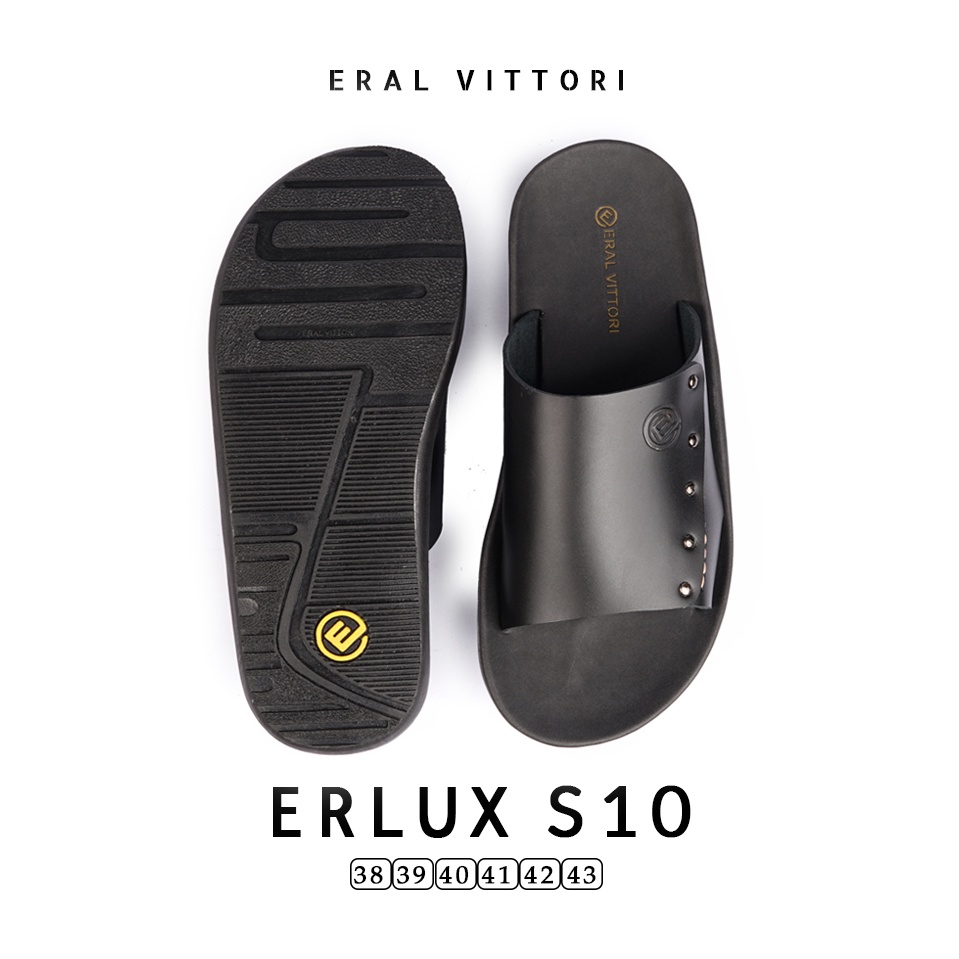 Eral Vittori - Erlux S10 Sandal Pria Kulit Harian Santai Hitam