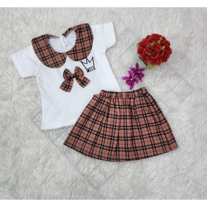 Baju anak.perempuan stelan rok Hello