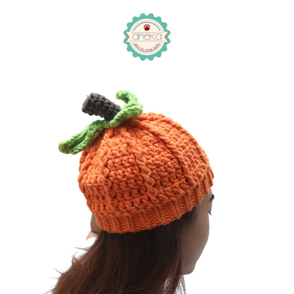DIY Pumpkin Hat Starter KIT Paket Merajut Pemula Lengkap Benang Rajut Mawar / Hampers DIY Topi Rajut Halloween